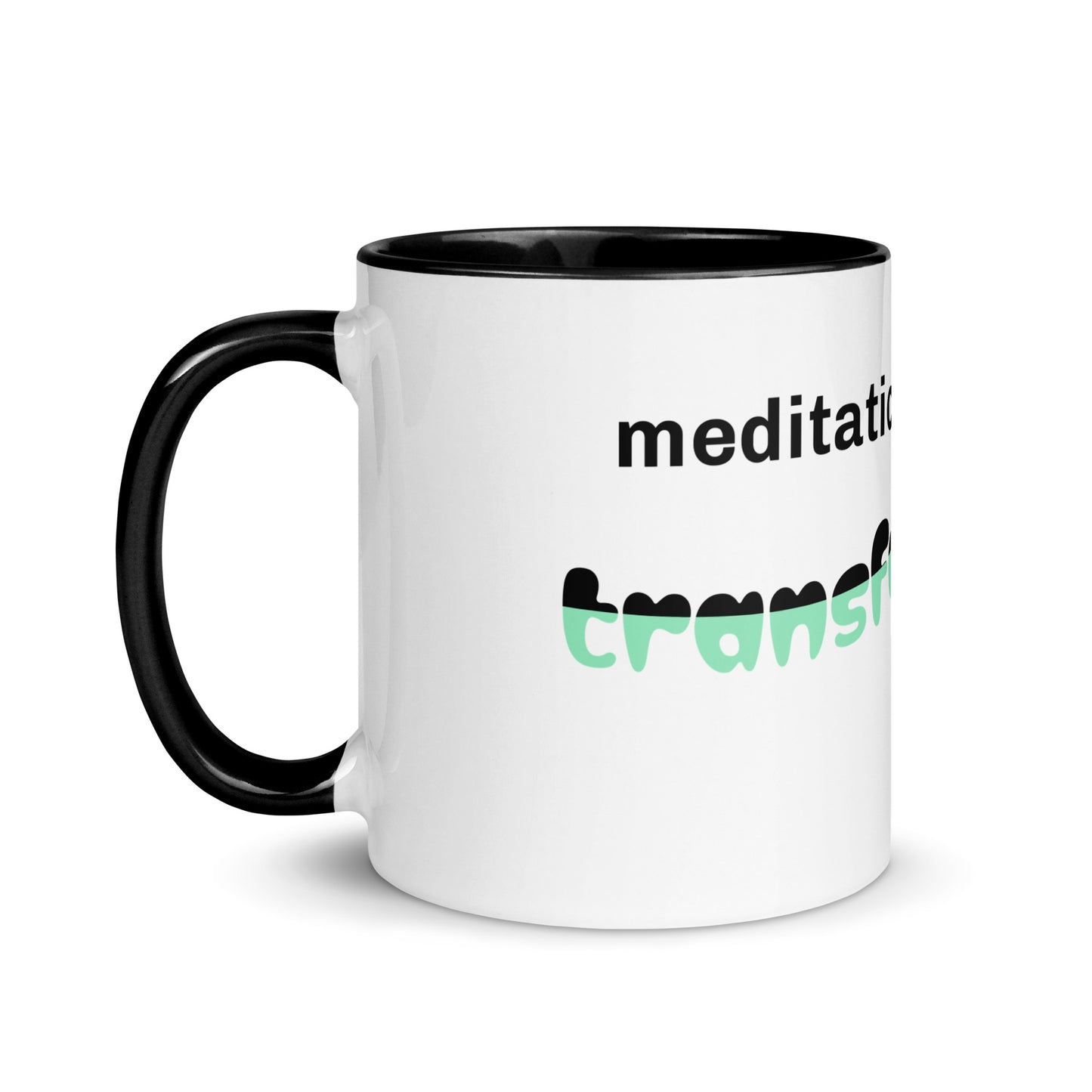 Colorful Inspirational Ceramic Mug with Inside Color 'Meditation - Transformation'