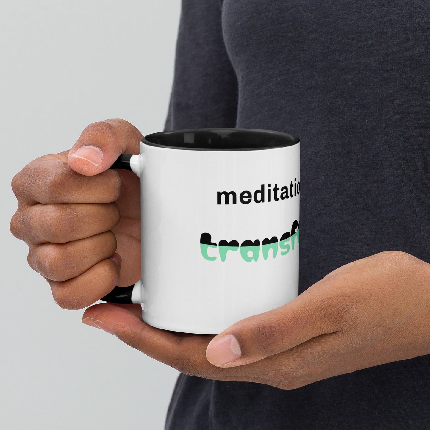 Colorful Inspirational Ceramic Mug with Inside Color 'Meditation - Transformation'