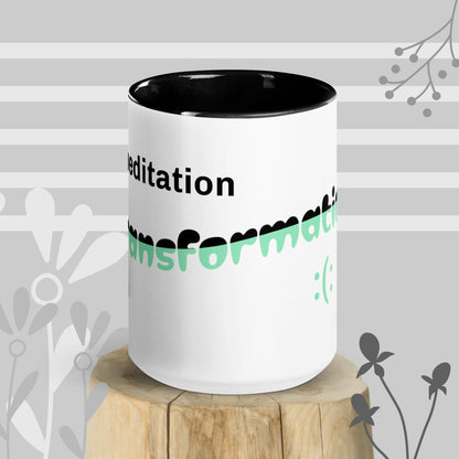 Colorful Inspirational Ceramic Mug with Inside Color 'Meditation - Transformation'