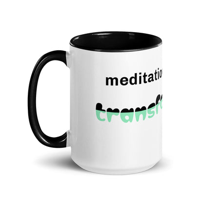 Colorful Inspirational Ceramic Mug with Inside Color 'Meditation - Transformation'