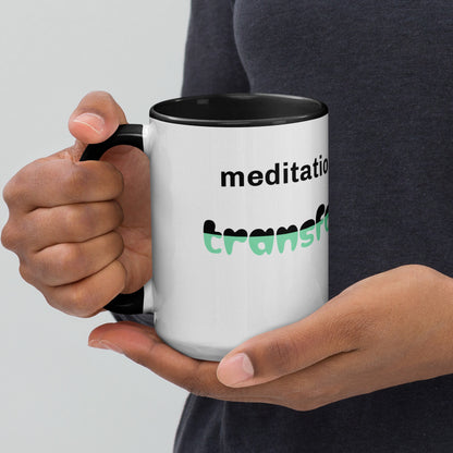 Colorful Inspirational Ceramic Mug with Inside Color 'Meditation - Transformation'