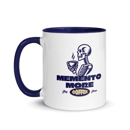 Colorful Inspirational Ceramic Mug with Inside Color 'Memento More Coffee'