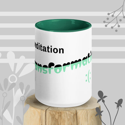 Colorful Inspirational Ceramic Mug with Inside Color 'Meditation - Transformation'