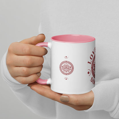 Colorful Inspirational Ceramic Mug with Inside Color 'Love Yoga Society'