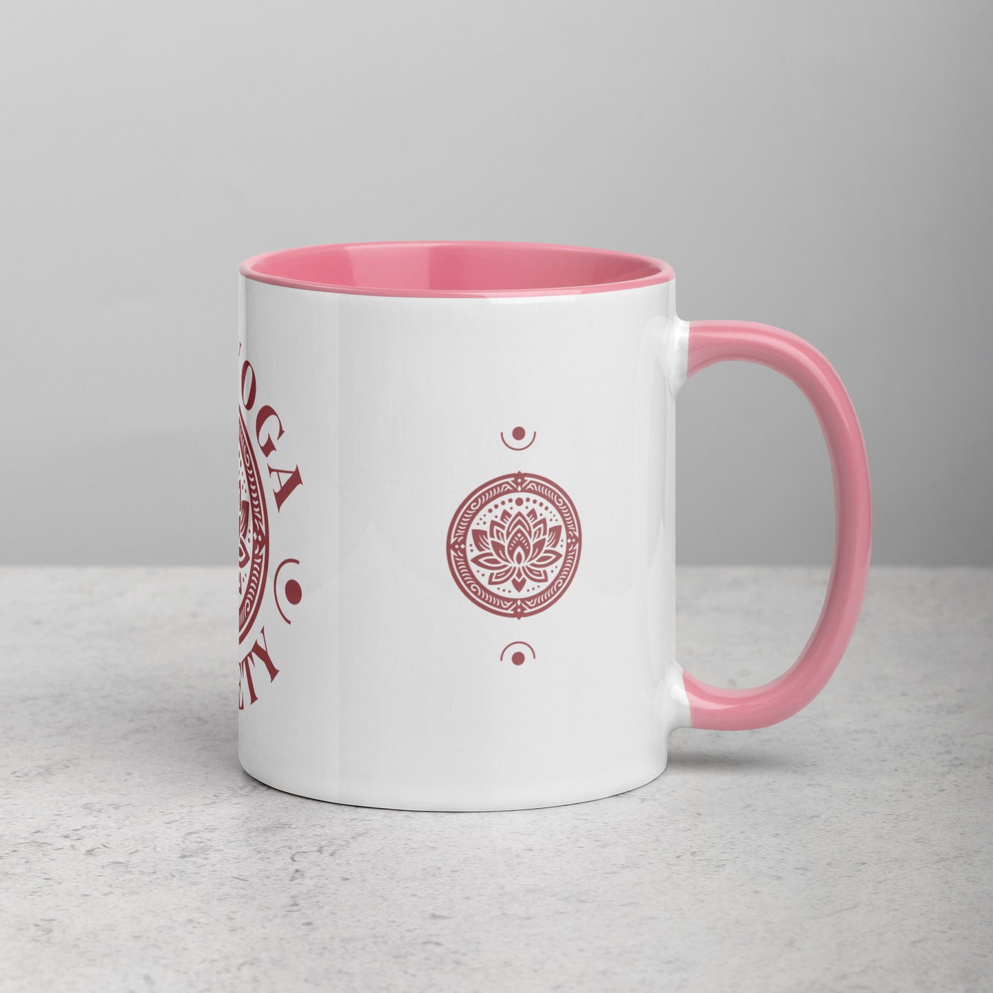 Colorful Inspirational Ceramic Mug with Inside Color 'Love Yoga Society'