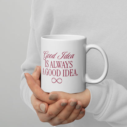 Inspirational Coffee Mug, Microwave & Dishwasher Safe – Perfect Gift 'Bad Idea is a Good Idea'